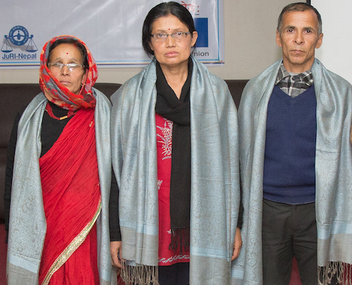 Survivors attending website launch in Kathmandu